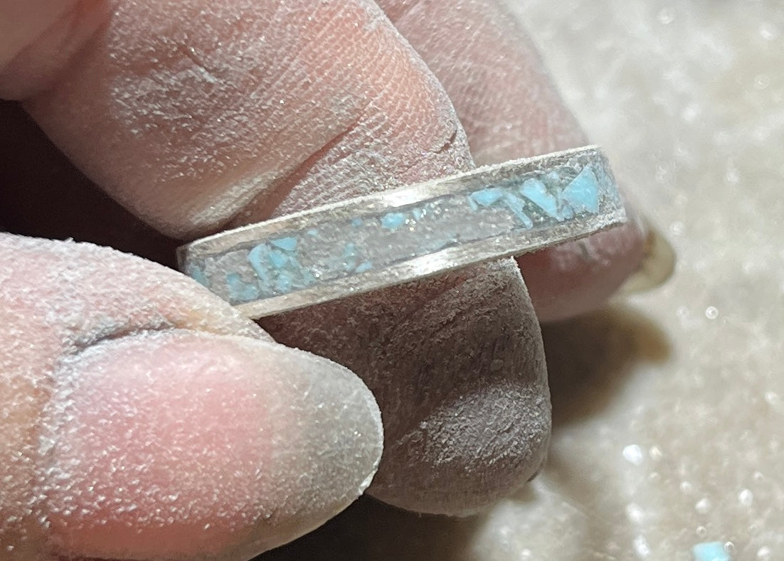 Sterling Silver Turquoise Inlay Ring Size 11
