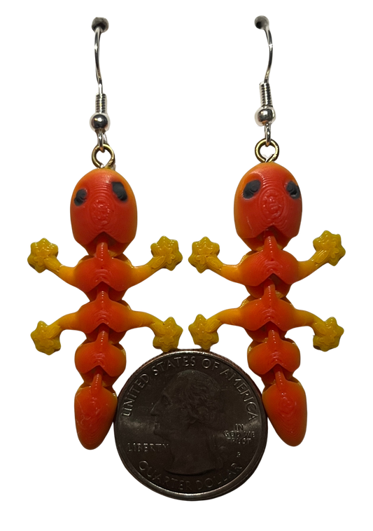 3D Printed Hypoallergenic Earrings "YELLOW FIDGET LIZARDS"