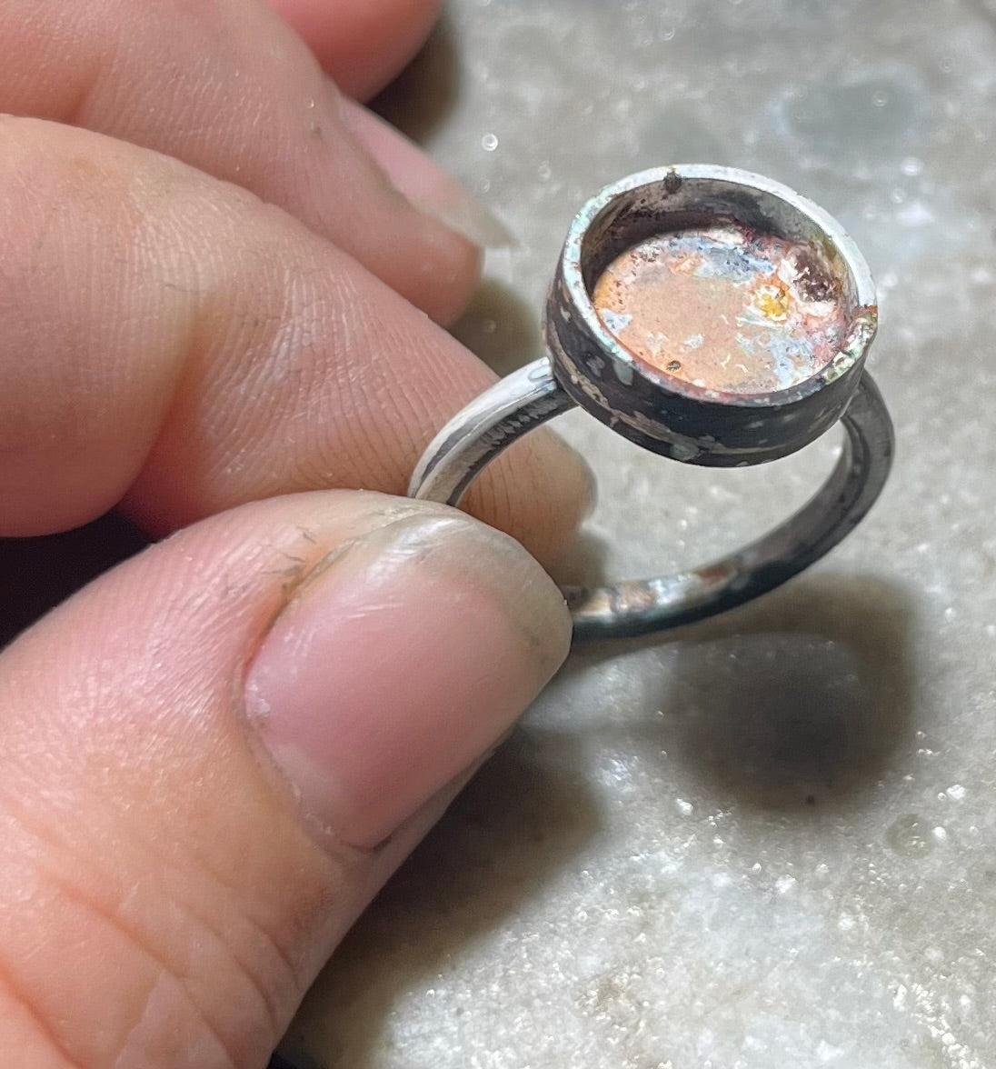 Sterling Silver Amethyst Cabochon Ring Size 7.5