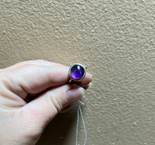 Sterling Silver Amethyst Cabochon Ring Size 7.5