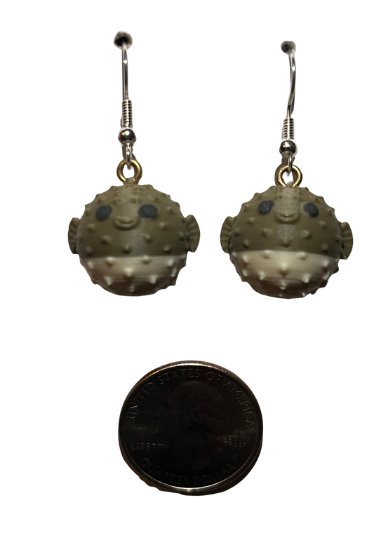 3D Printed Hypoallergenic Earrings "PUFFERFISH"
