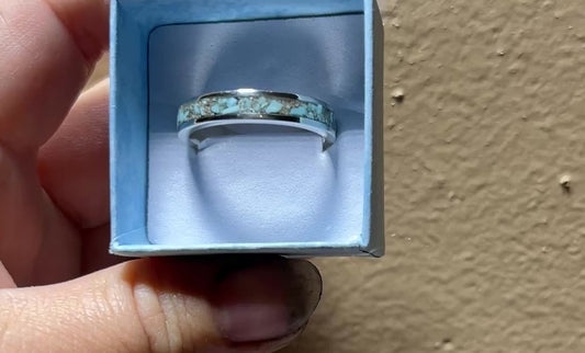 Sterling Silver Turquoise Inlay Ring Size 11