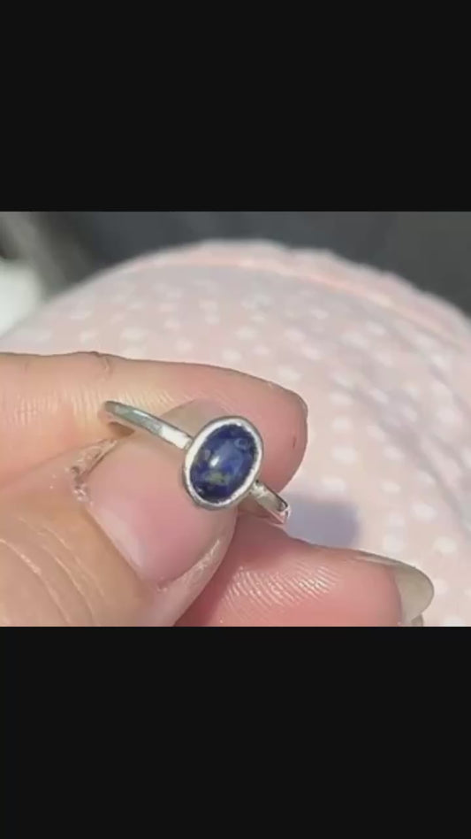 Sterling Silver Lapiz Lazuli Cabochon Ring Size 5
