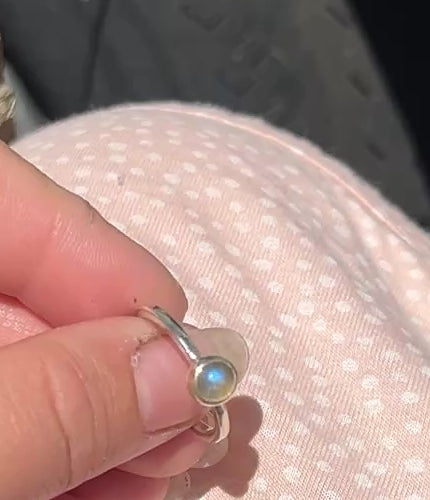 Sterling Silver Labradorite Cabochon Ring Size 7